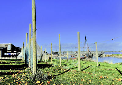 Low angle view of built structure against blue sky