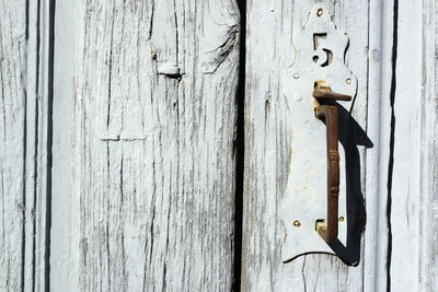 Close-up of old wooden door