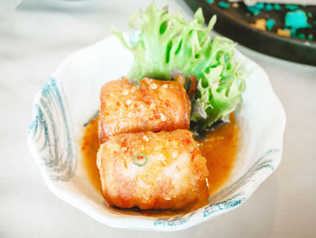 Close-up of meal served in plate