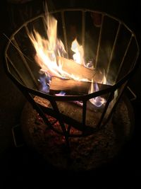 Close-up of bonfire at night