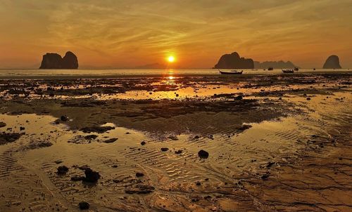 Scenic view of sea at sunset