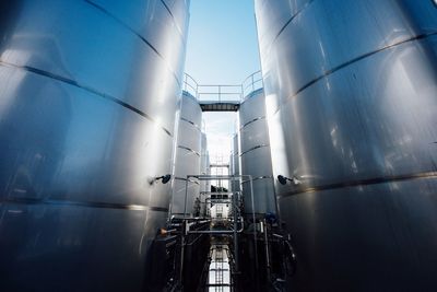 Low angle view of storage tanks at factory