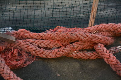 High angle view of fishing net