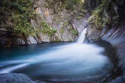 Scenic view of waterfall