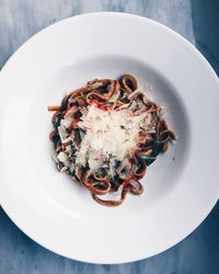 Pasta in plate on table