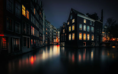 View of buildings at night