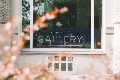 Text on glass window