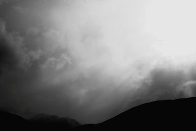 Low angle view of silhouette mountain against sky