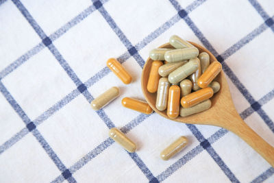 Close-up of medicines on table