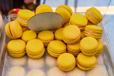 High angle view of candies for sale on table