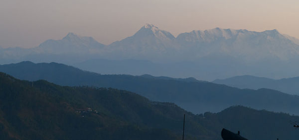 Scenic view of mountains against clear sky