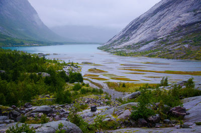 Scenic view of lake against sky