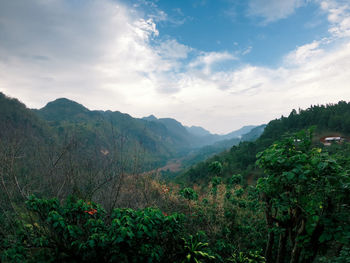 Scenic view of mountains against sky