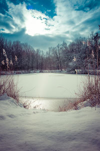 Scenic view of lake against sky