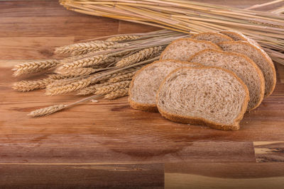 Close-up of wheat on table