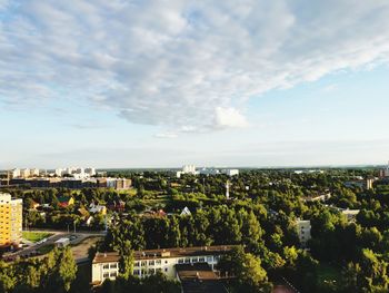 High angle view of townscape against sky