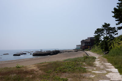 Scenic view of sea against clear sky