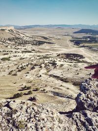 Aerial view of landscape against clear sky