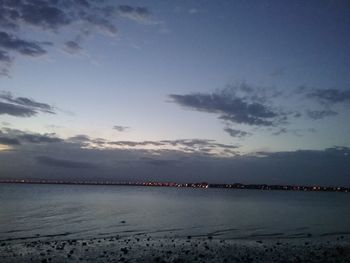 Scenic view of sea against cloudy sky