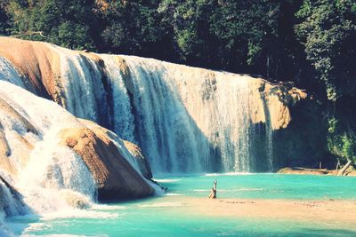 Scenic view of waterfall