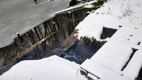 High angle view of snow on mountain
