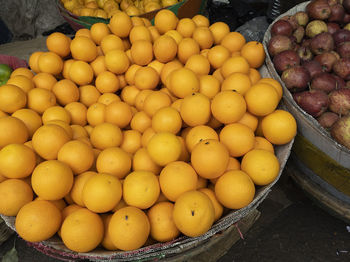 High angle view of fruits for sale at market