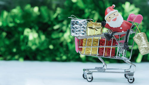 Close-up of toy car on display at store