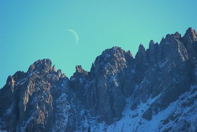 View of dolomites against clear sky