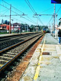 Train on railroad station platform