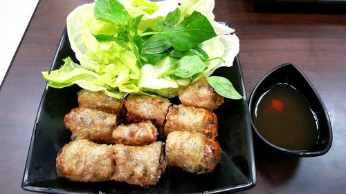 High angle view of vegetables in plate