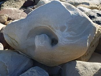 High angle view of rocks on beach