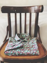 High angle view of shirt on chair