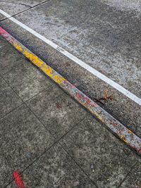 High angle view of zebra crossing on road