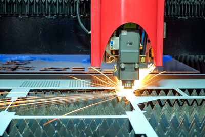 Close-up of machine part in factory