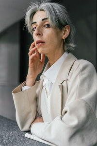 Portrait of a woman looking away