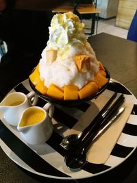 Close-up of ice cream served in plate