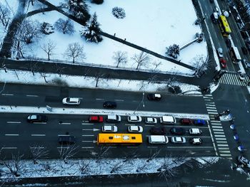 Cars on road in winter
