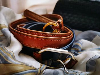 High angle view of shoes on table