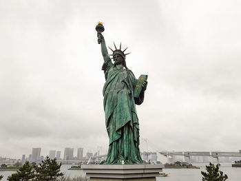 Low angle view of statue against cloudy sky