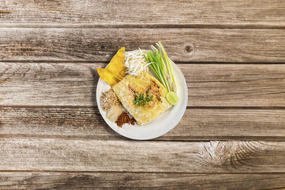 High angle view of food on table