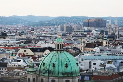 High angle view of townscape against sky