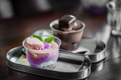 Close-up of dessert on table