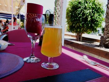 Close-up of beer on table