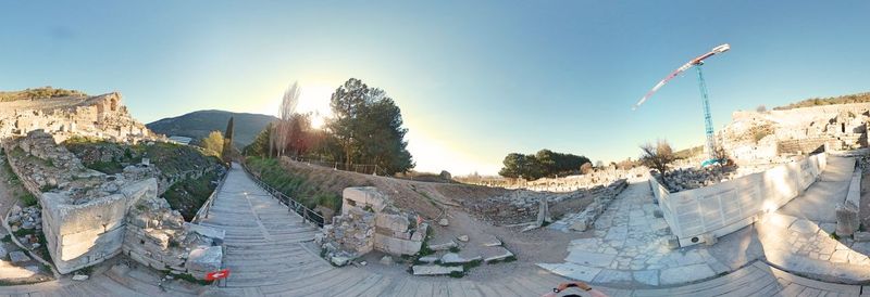 Arcadian way, library of celsus and amphitheatre at  ephesus, turkey
