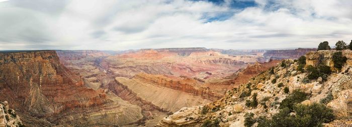 Panoramic shot of rocky mountains against sky at grand canyon