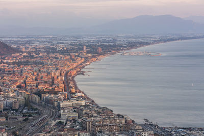 Aerial photo. salerno city. amalfi coast. italy