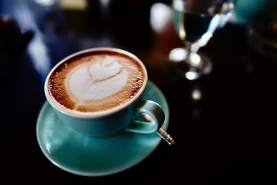 Close-up of cappuccino