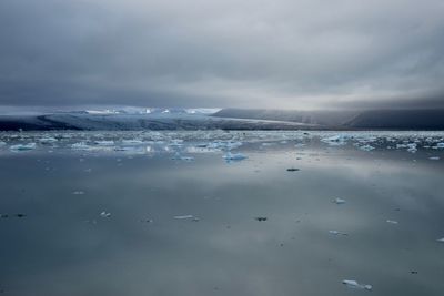 Scenic view of sea against cloudy sky