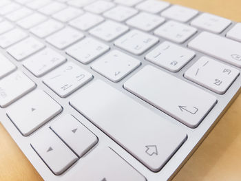 High angle view of laptop keyboard