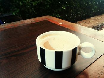 Coffee cup on table